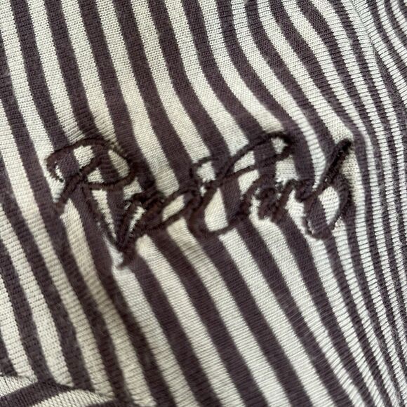 Ripcurl One Shoulder Striped Maxi Dress Size M Brown White Beachy Coastal Preppy - Picture 7 of 9